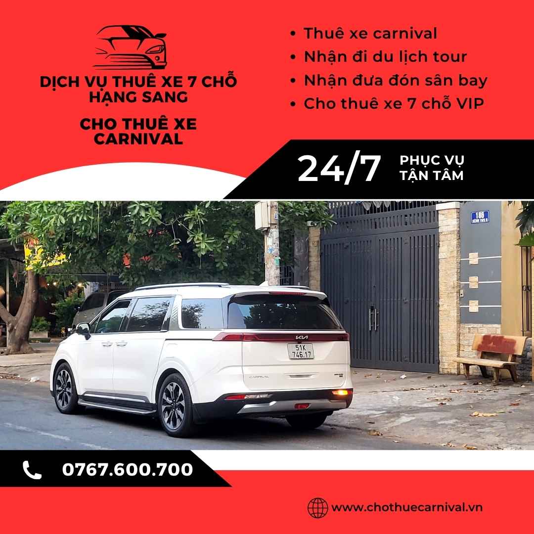 dịch vụ cho thuê xe Carnival TPHCM đời mới 2026. Xe ghế VIP sang trọng, tài xế chuyên nghiệp, đúng giờ. Đưa đón sân bay, công tác đẳng cấp. Đặt ngay nhận giá tốt!